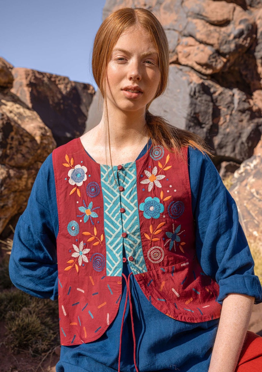 Women Gudrun Sjödén Vests | Feather Woven Vest In Organic Cotton