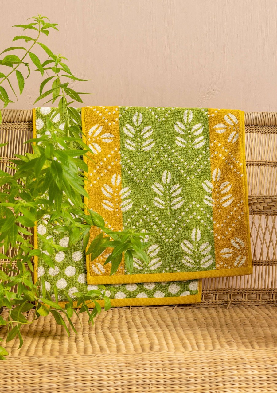 Homeware Gudrun Sjödén | Guest Towel 2-Pack "Leafy" In Organic Cotton