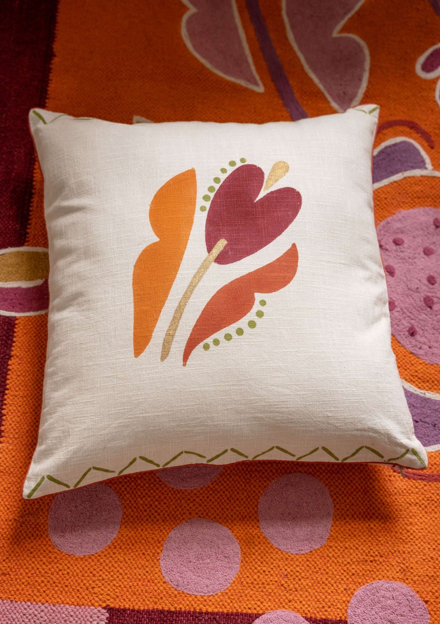 Homeware Gudrun Sjödén | Tulipanaros Block-Printed Cushion Cover In Organic Cotton