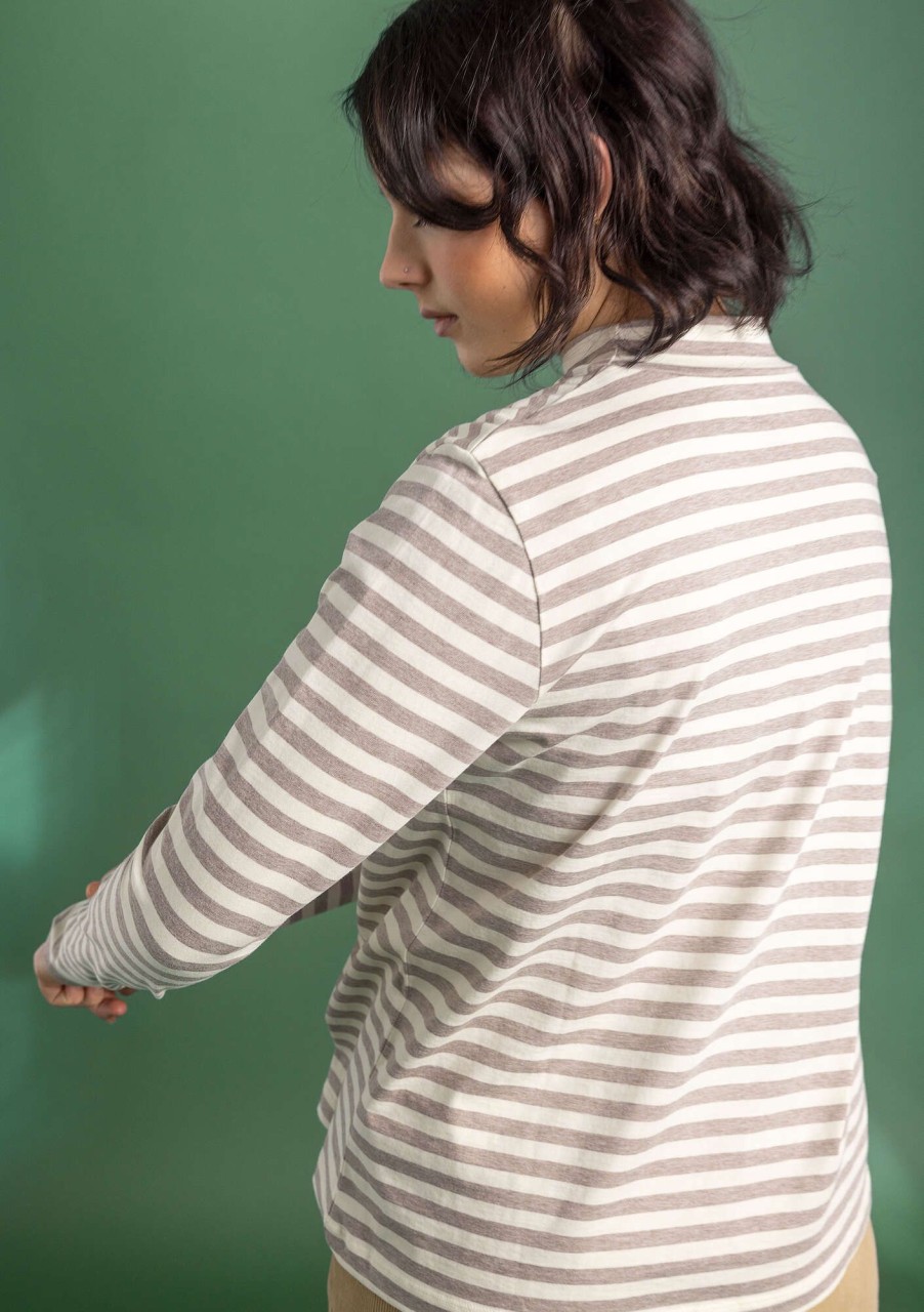 Women Gudrun Sjödén Tops & Shirts | Striped Mock Turtleneck In Organic Cotton