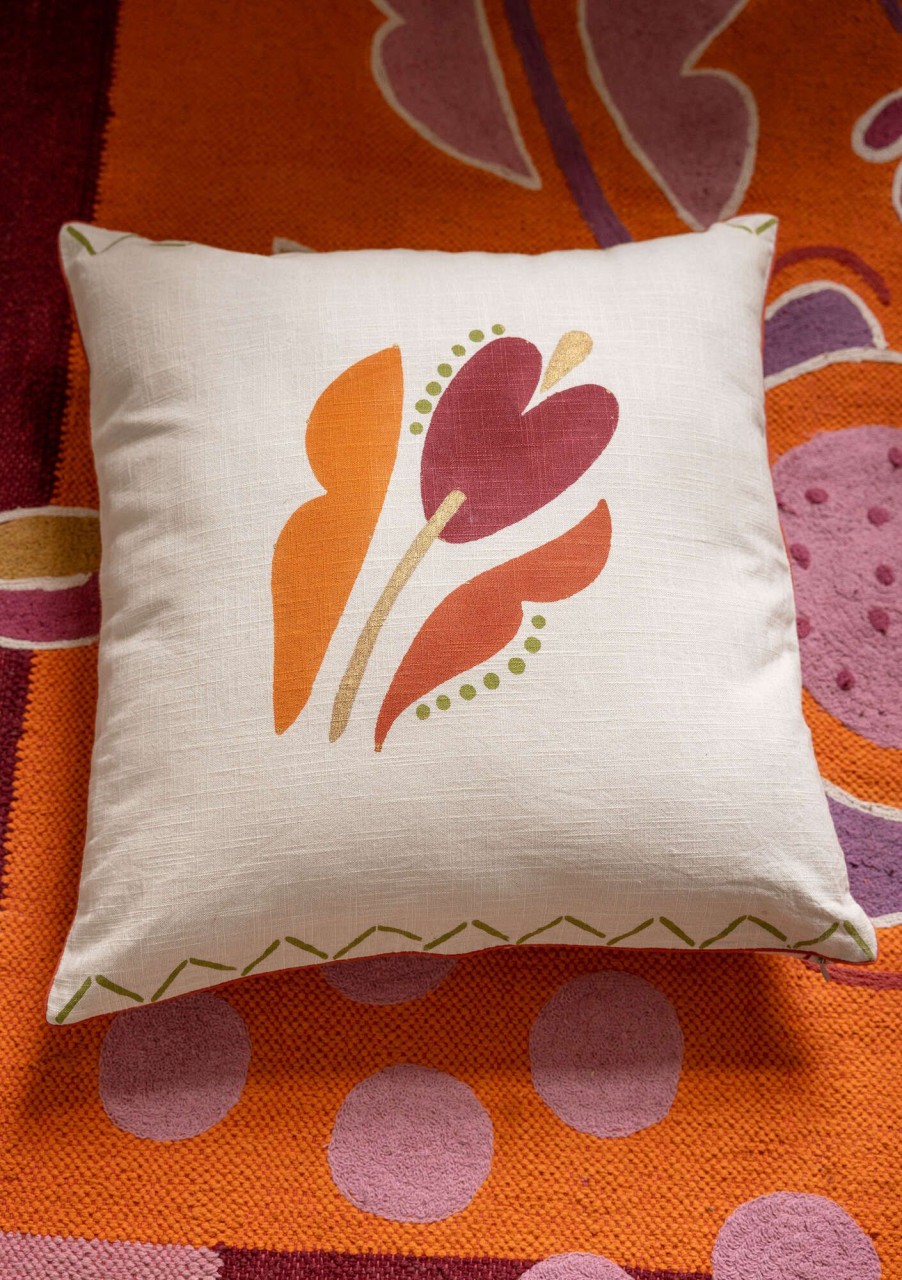 Homeware Gudrun Sjödén | Tulipanaros Block-Printed Cushion Cover In Organic Cotton