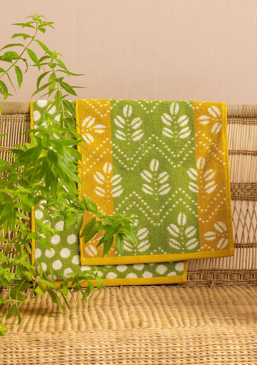 Homeware Gudrun Sjödén | Guest Towel 2-Pack "Leafy" In Organic Cotton