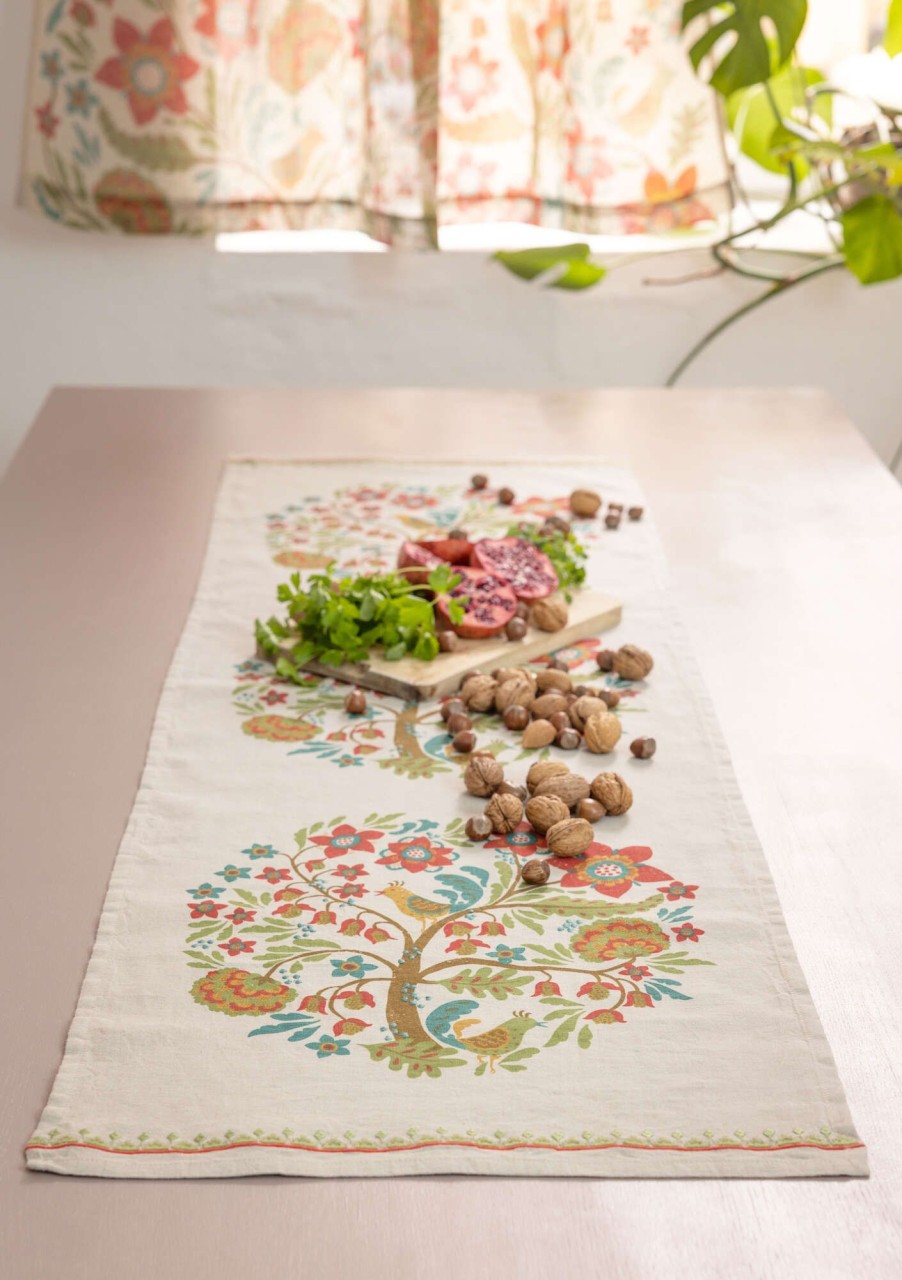 Homeware Gudrun Sjödén | Tree Of Life Table Runner In Linen/Cotton