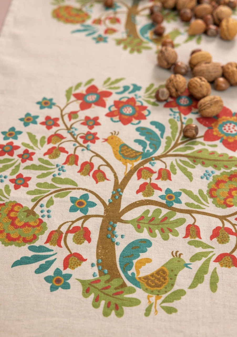 Homeware Gudrun Sjödén | Tree Of Life Table Runner In Linen/Cotton