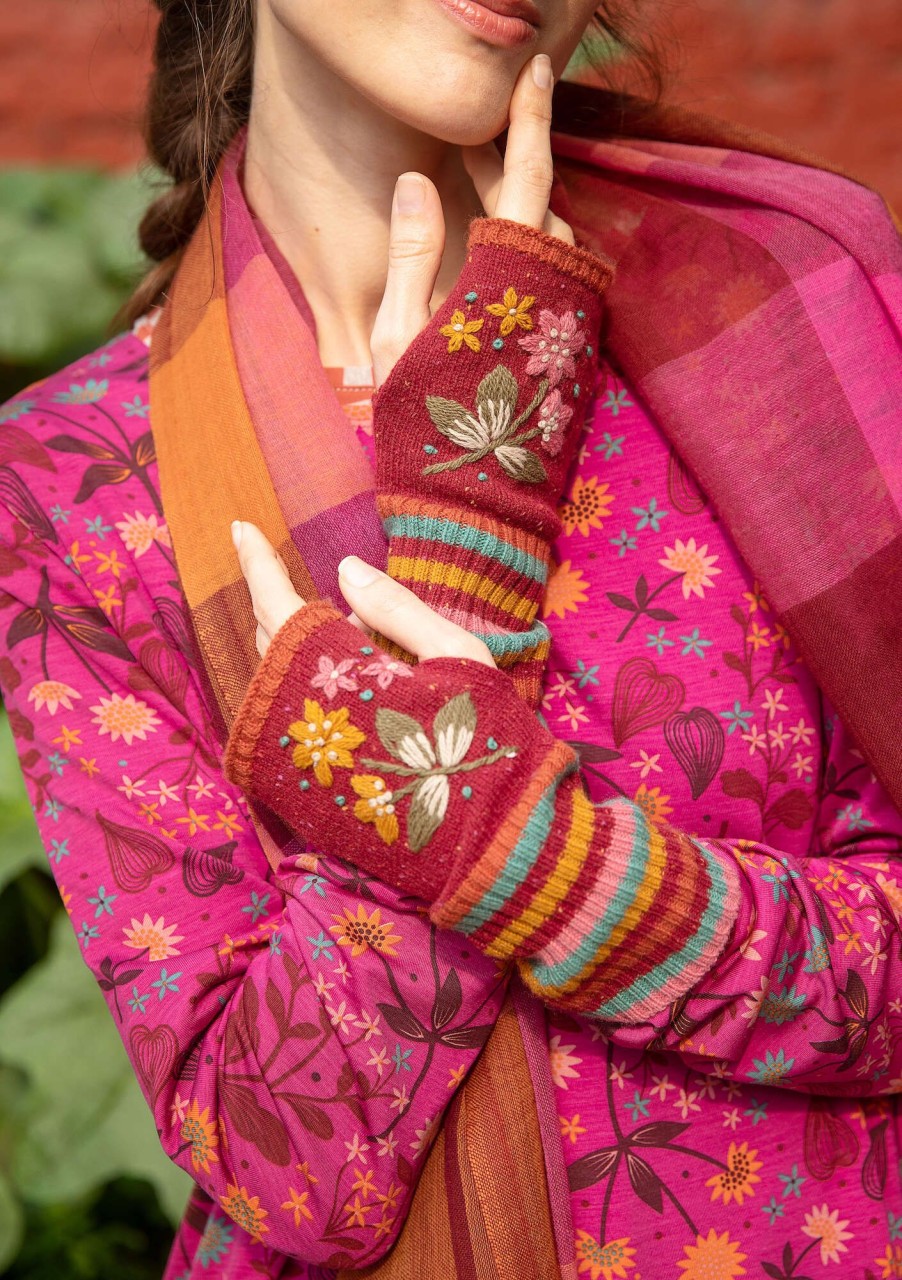 Women Gudrun Sjödén | Bloom Fingerless Gloves In Wool/Organic Cotton