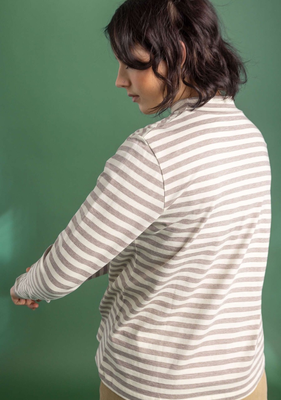 Women Gudrun Sjödén Tops & Shirts | Striped Mock Turtleneck In Organic Cotton