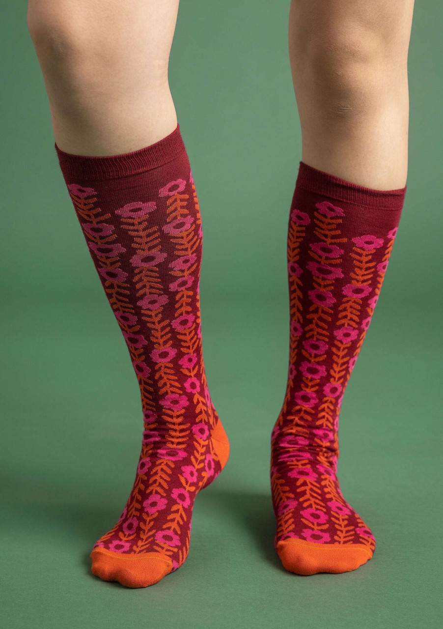 Women Gudrun Sjödén | Cleo Patterned Knee-Highs In Organic Cotton