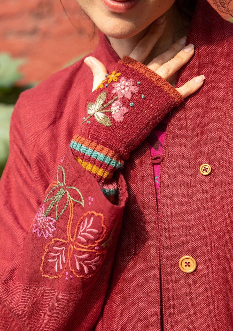 Women Gudrun Sjödén | Bloom Fingerless Gloves In Wool/Organic Cotton