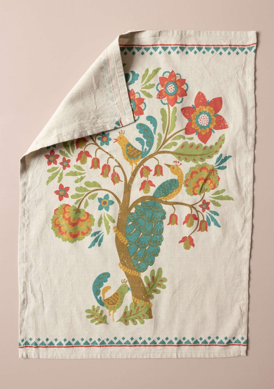 Homeware Gudrun Sjödén | Tree Of Life Kitchen Towel In Linen/Cotton