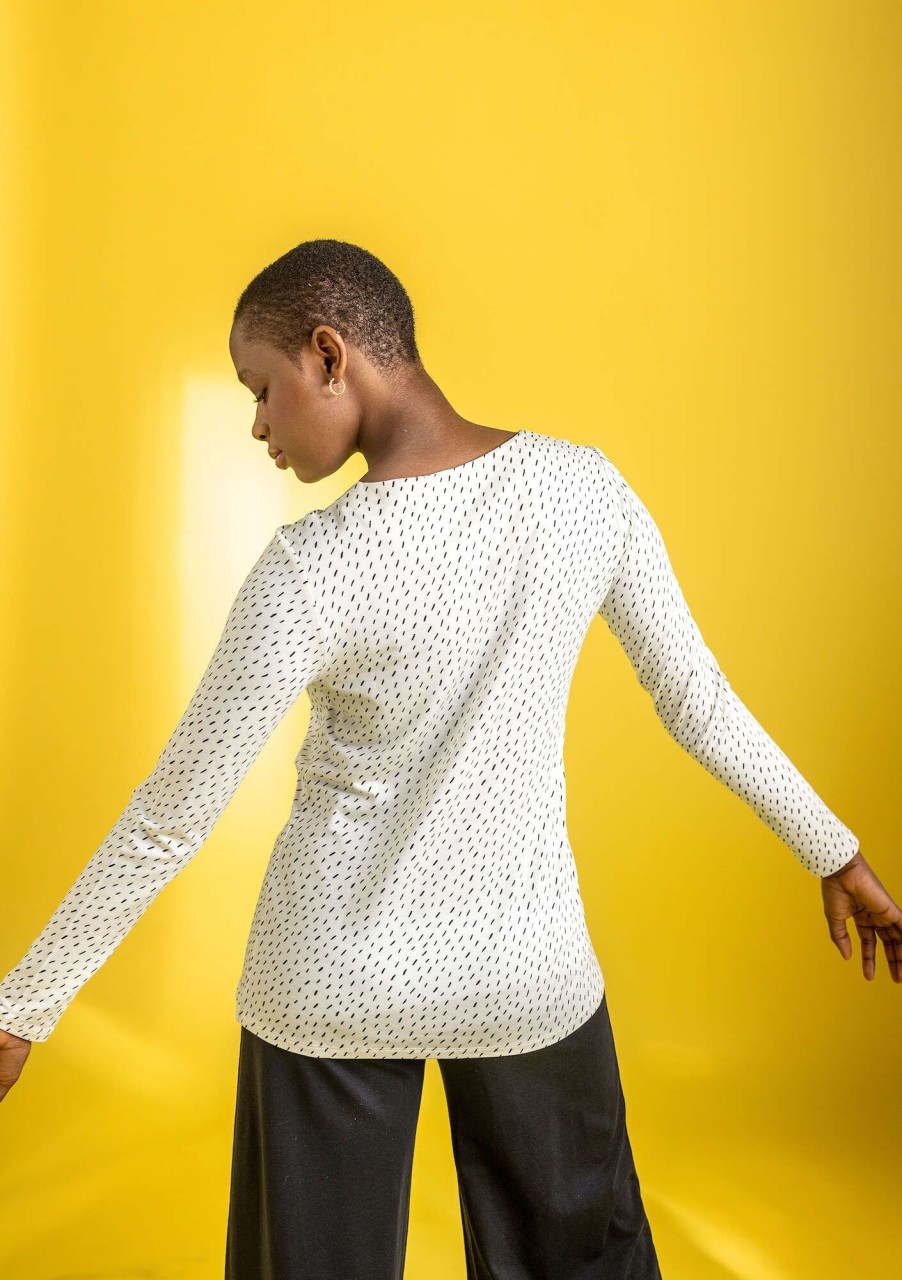 Women Gudrun Sjödén Tops & Shirts | Luna Long-Sleeve Top In Lyocell/Spandex